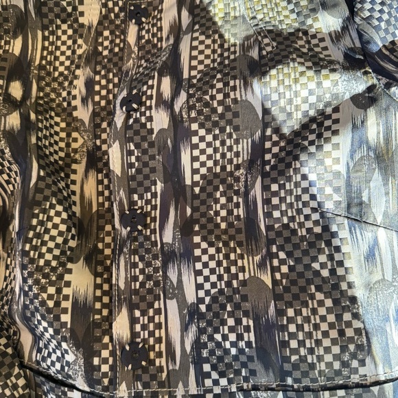 Piazza Sempione Jacket Batik Print Silver Black Buttons Gold Flecks EU 44/US 12 - Picture 6 of 10
